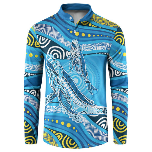 Aboriginal Ocean Whale Button Sweatshirt Dot Art Dreamtime Style