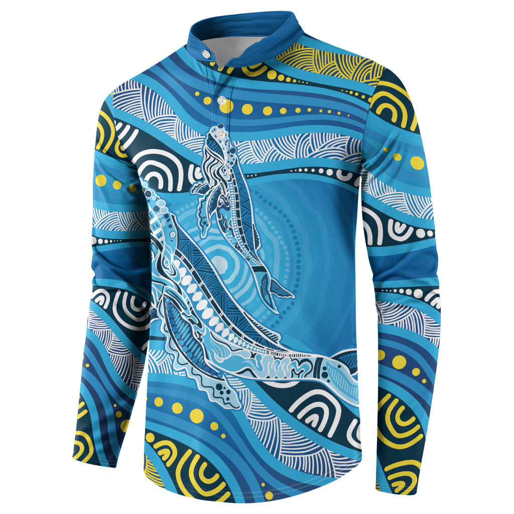 Aboriginal Ocean Whale Button Sweatshirt Dot Art Dreamtime Style
