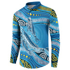 Aboriginal Ocean Whale Button Sweatshirt Dot Art Dreamtime Style