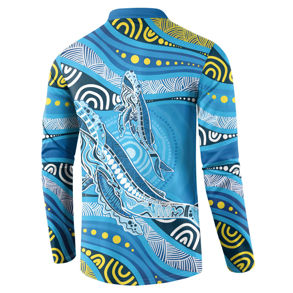 Aboriginal Ocean Whale Button Sweatshirt Dot Art Dreamtime Style