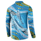 Aboriginal Ocean Whale Button Sweatshirt Dot Art Dreamtime Style