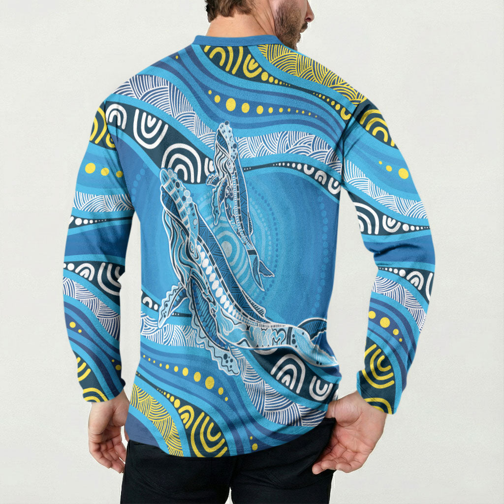 Aboriginal Ocean Whale Button Sweatshirt Dot Art Dreamtime Style