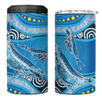 Aboriginal Ocean Whale 4 in 1 Can Cooler Tumbler Dot Art Dreamtime Style