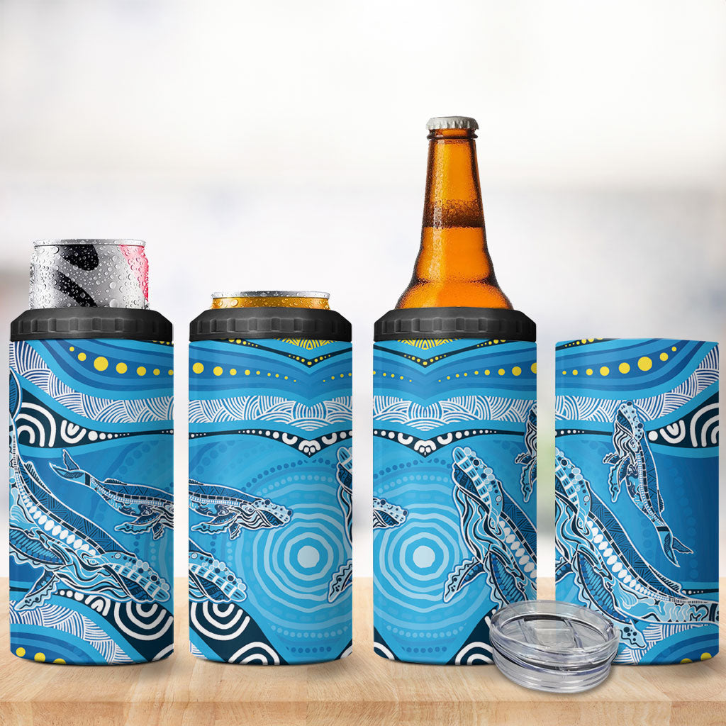 Aboriginal Ocean Whale 4 in 1 Can Cooler Tumbler Dot Art Dreamtime Style