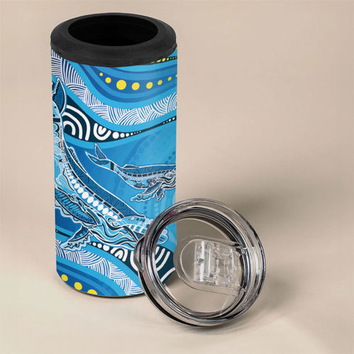 Aboriginal Ocean Whale 4 in 1 Can Cooler Tumbler Dot Art Dreamtime Style