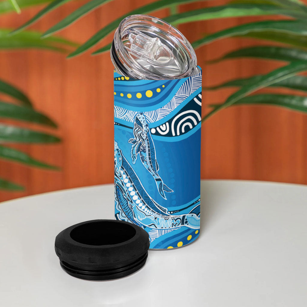 Aboriginal Ocean Whale 4 in 1 Can Cooler Tumbler Dot Art Dreamtime Style