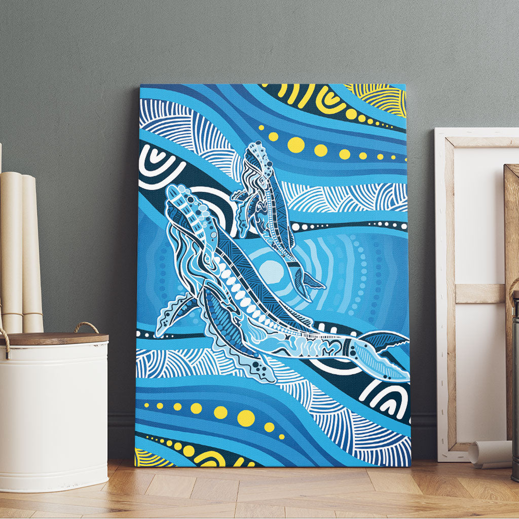 Aboriginal Ocean Whale Canvas Wall Art Dot Art Dreamtime Style