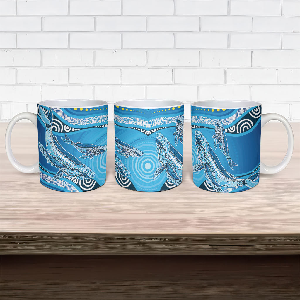 Aboriginal Ocean Whale Ceramic Mug Dot Art Dreamtime Style