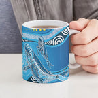 Aboriginal Ocean Whale Ceramic Mug Dot Art Dreamtime Style