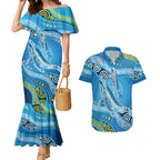 Aboriginal Ocean Whale Couples Matching Mermaid Dress and Hawaiian Shirt Dot Art Dreamtime Style