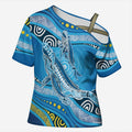 Aboriginal Ocean Whale Cross Shoulder Shirt Dot Art Dreamtime Style