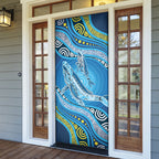 Aboriginal Ocean Whale Door Cover Dot Art Dreamtime Style