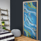 Aboriginal Ocean Whale Door Cover Dot Art Dreamtime Style