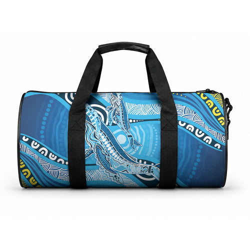 Aboriginal Ocean Whale Duffle Bag Dot Art Dreamtime Style