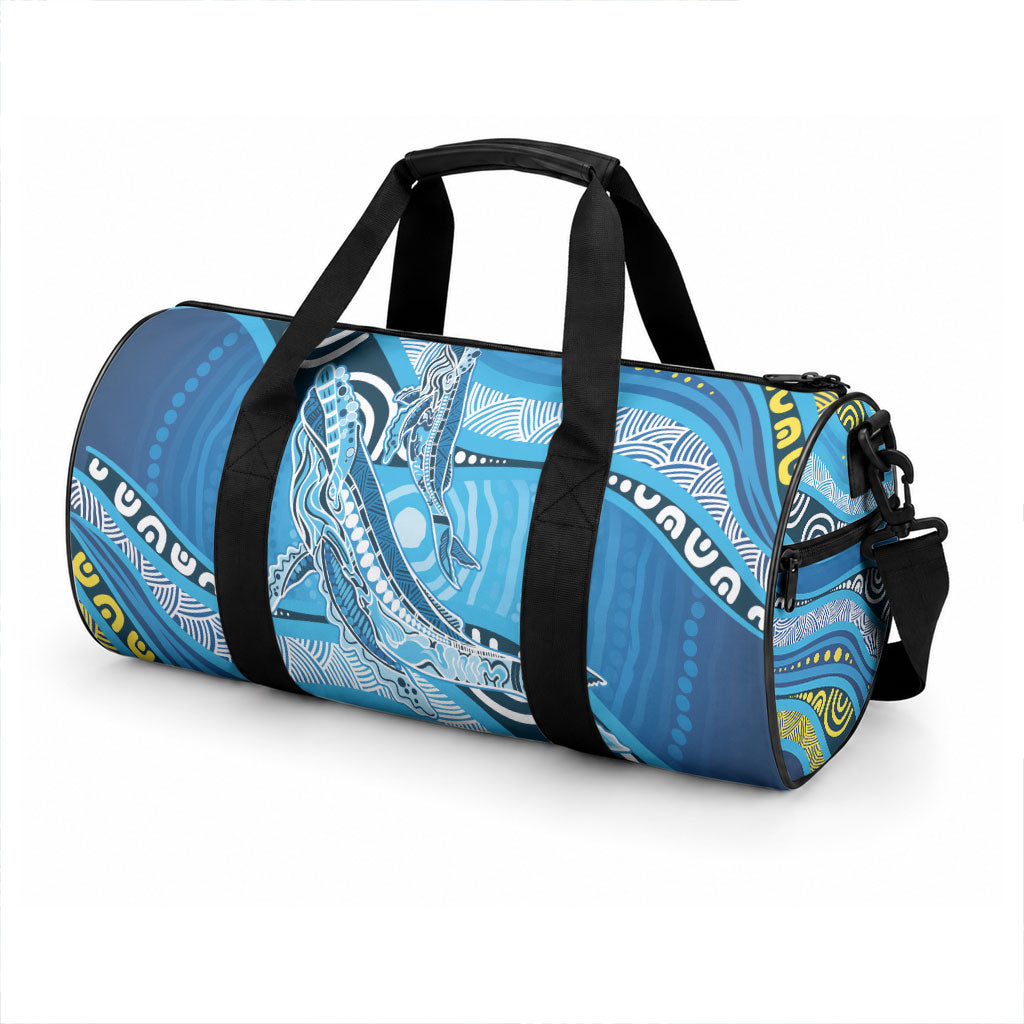 Aboriginal Ocean Whale Duffle Bag Dot Art Dreamtime Style