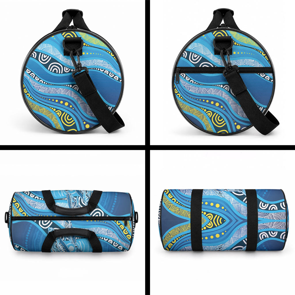 Aboriginal Ocean Whale Duffle Bag Dot Art Dreamtime Style