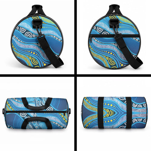 Aboriginal Ocean Whale Duffle Bag Dot Art Dreamtime Style