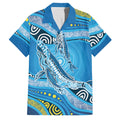 Aboriginal Ocean Whale Family Matching Off The Shoulder Long Sleeve Dress and Hawaiian Shirt Dot Art Dreamtime Style