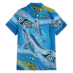 Aboriginal Ocean Whale Family Matching Off The Shoulder Long Sleeve Dress and Hawaiian Shirt Dot Art Dreamtime Style