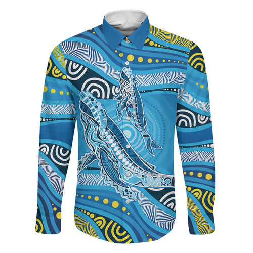 Aboriginal Ocean Whale Family Matching Summer Maxi Dress and Hawaiian Shirt Dot Art Dreamtime Style