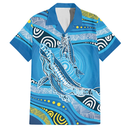 Aboriginal Ocean Whale Family Matching Tank Maxi Dress and Hawaiian Shirt Dot Art Dreamtime Style