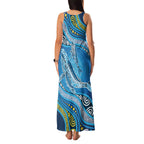Aboriginal Ocean Whale Family Matching Tank Maxi Dress and Hawaiian Shirt Dot Art Dreamtime Style