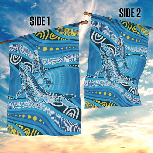 Aboriginal Ocean Whale Garden Flag Dot Art Dreamtime Style