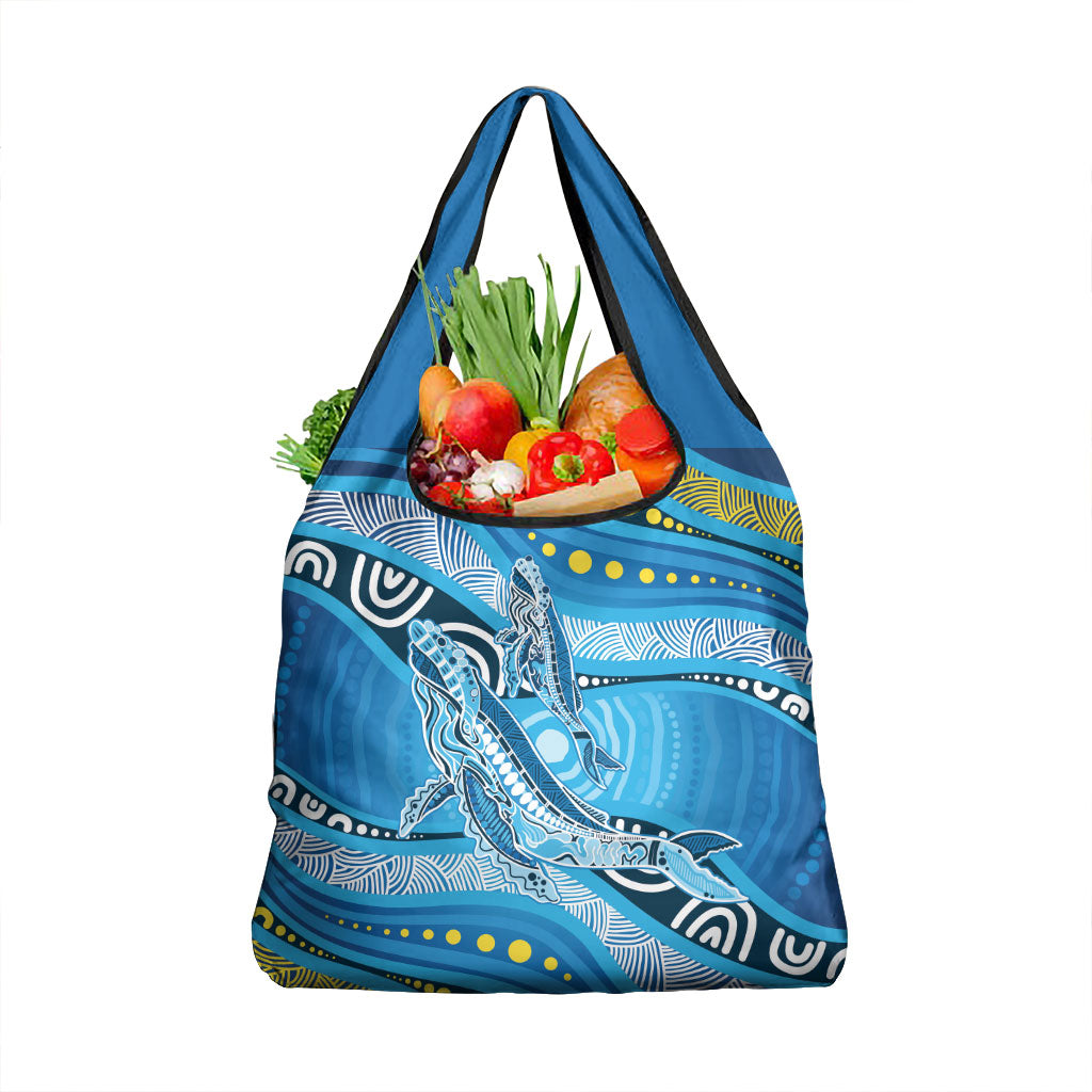 Aboriginal Ocean Whale Grocery Bag Dot Art Dreamtime Style