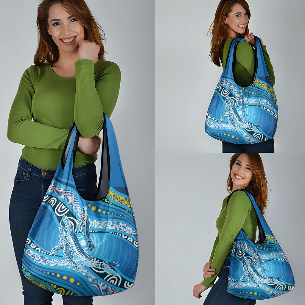 Aboriginal Ocean Whale Grocery Bag Dot Art Dreamtime Style