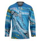 Aboriginal Ocean Whale Hockey Jersey Dot Art Dreamtime Style