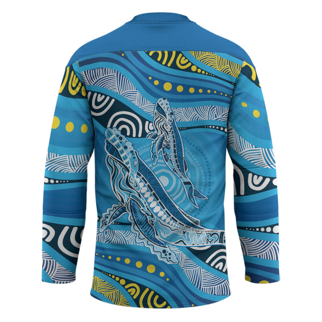 Aboriginal Ocean Whale Hockey Jersey Dot Art Dreamtime Style