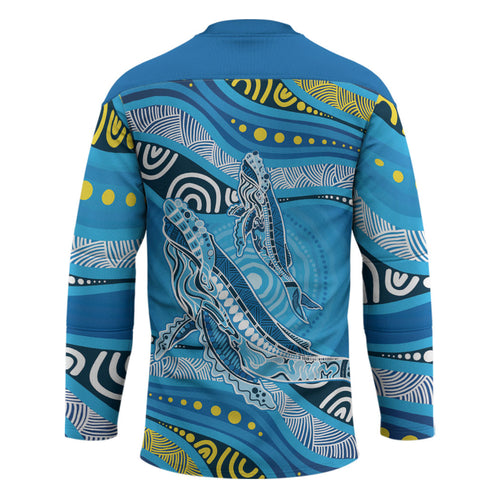 Aboriginal Ocean Whale Hockey Jersey Dot Art Dreamtime Style