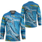 Aboriginal Ocean Whale Hockey Jersey Dot Art Dreamtime Style
