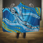 Aboriginal Ocean Whale Hooded Blanket Dot Art Dreamtime Style