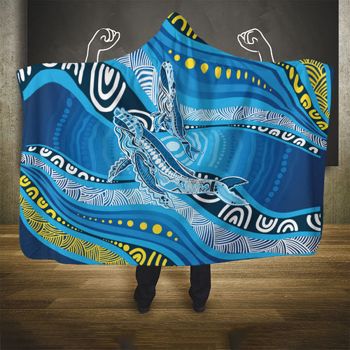 Aboriginal Ocean Whale Hooded Blanket Dot Art Dreamtime Style