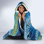 Aboriginal Ocean Whale Hooded Blanket Dot Art Dreamtime Style