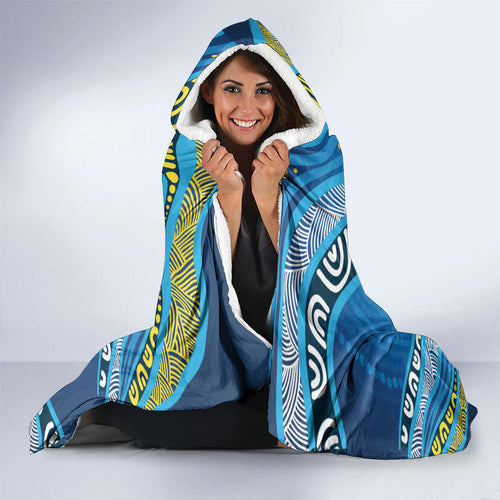 Aboriginal Ocean Whale Hooded Blanket Dot Art Dreamtime Style