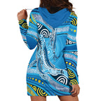 Aboriginal Ocean Whale Hoodie Dress Dot Art Dreamtime Style