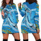 Aboriginal Ocean Whale Hoodie Dress Dot Art Dreamtime Style