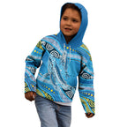 Aboriginal Ocean Whale Kid Hoodie Dot Art Dreamtime Style