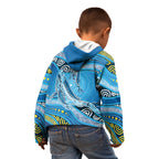 Aboriginal Ocean Whale Kid Hoodie Dot Art Dreamtime Style