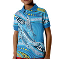Aboriginal Ocean Whale Kid Polo Shirt Dot Art Dreamtime Style