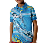 Aboriginal Ocean Whale Kid Polo Shirt Dot Art Dreamtime Style
