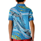 Aboriginal Ocean Whale Kid Polo Shirt Dot Art Dreamtime Style