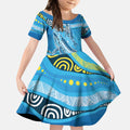 Aboriginal Ocean Whale Kid Short Sleeve Dress Dot Art Dreamtime Style