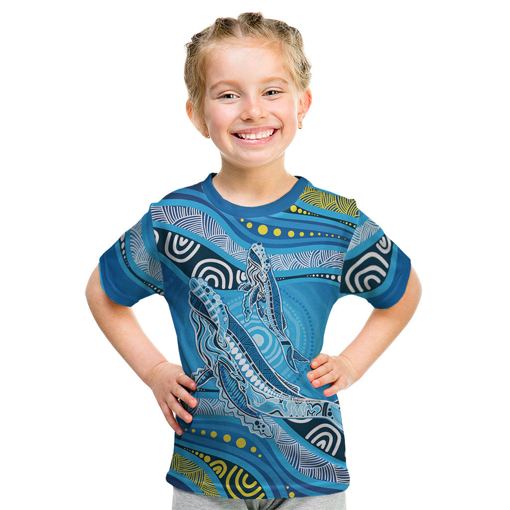 Aboriginal Ocean Whale Kid T Shirt Dot Art Dreamtime Style