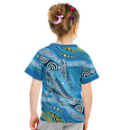 Aboriginal Ocean Whale Kid T Shirt Dot Art Dreamtime Style