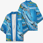 Aboriginal Ocean Whale Kimono Dot Art Dreamtime Style