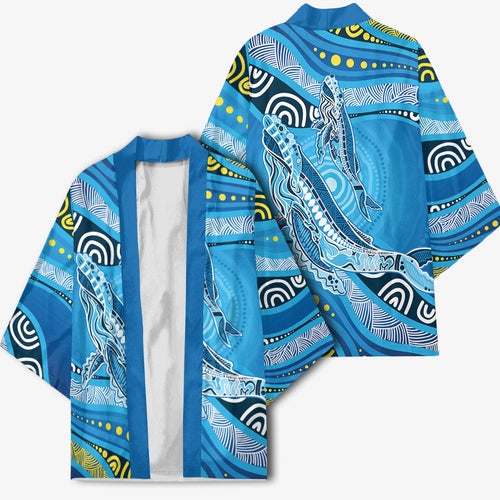 Aboriginal Ocean Whale Kimono Dot Art Dreamtime Style