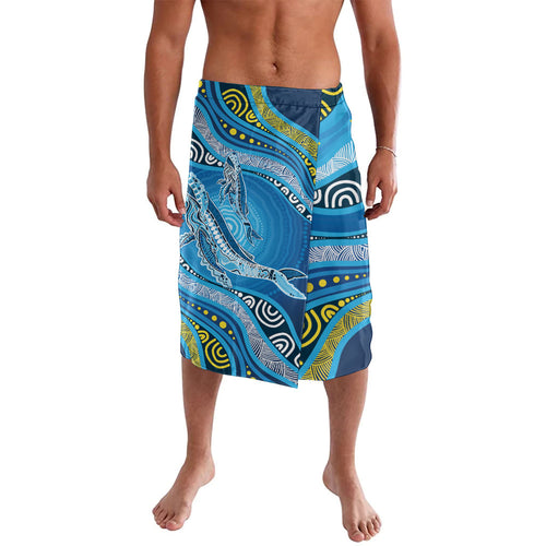 Aboriginal Ocean Whale Lavalava Dot Art Dreamtime Style